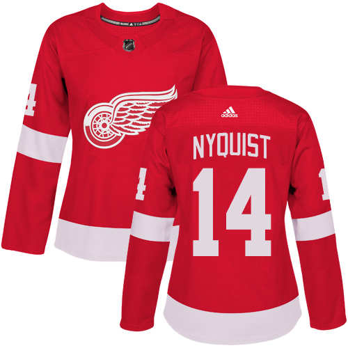 Adidas Red Wings #14 Gustav Nyquist Red Home Authentic Women's Stitched NHL Jersey